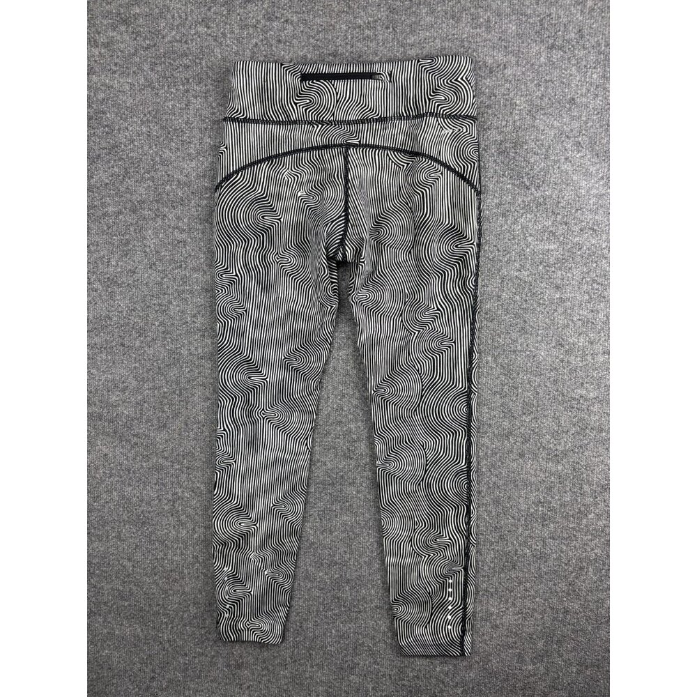 Nike Leggings Womens Medium Black White Mid Rise Dry FIT‎ Fitted Yoga Running - Picture 7 of 7
